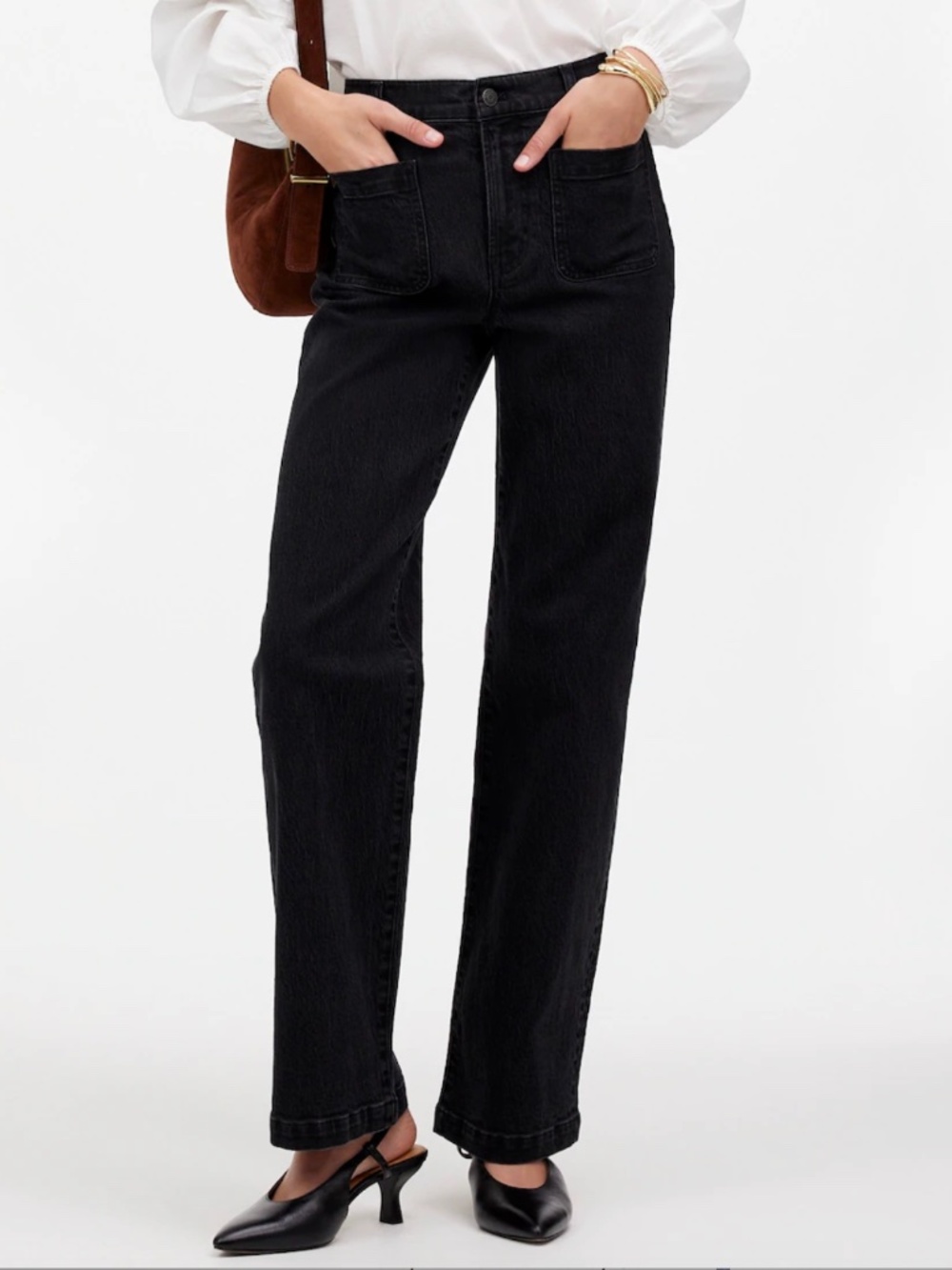 Madewell Black High-Rise Wide-Leg Jeans with Patch Pockets